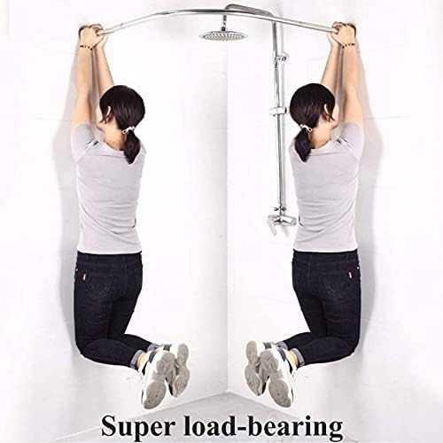 Shower curtain rod L Shaped Curved Rails Extendable Bathroom Bathtub Shower Curtain Pole No Drilling Stainless Steel for Clothing Store Cloakrooms Trial Rooms