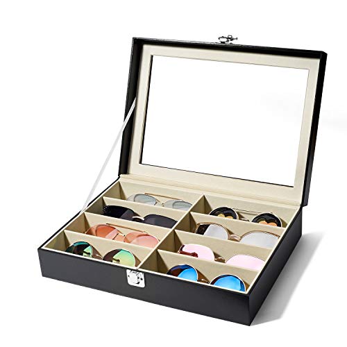 DISTILL Multi Sunglasses Organizer for Women Men, Multiple Eyeglasses Eyewear Display Case, Sunglasses Collection Case, Sunglass Glasses Storage Holder Box with 8 Slots