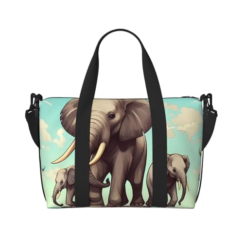 Travel Duffel Bag for Men Gym Bag, Elephants Luggage Bag with Shoulder Strap, Large Gym Tote Bag for Women, Weekender Overnight Bag, Foldable Carry on Bag for Airplane