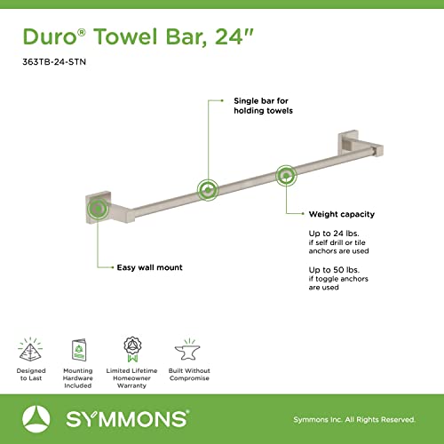 Symmons 363Tb-24-Stn Duro 24 In. Wall-Mounted Towel Bar In Satin Nickel #TOP3