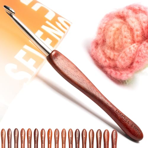 Image of SEVENSUN Crochet Hook Artistan 6.5mm - Pure Handmade Polished Stainless Steel Hook - Blood Sandalwood Handle - High-end Crochet Hook Gift, Red