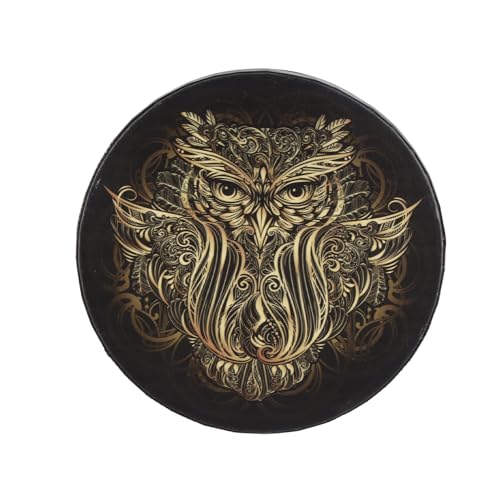 MISNODE Owl's Soul Shaman Drum, Siberian Drum, 9.8 in Shaman Drum Spirit Music Shamanic Drum, Symbol of The Siberian Drum Spirit Music, The Tree of Life(Owl)