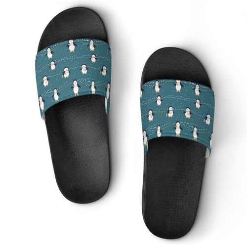 Penguins Is Skipping Rope House Sandals Non-Slip Bathroom Slippers Beach Summer Shoes for Men Women