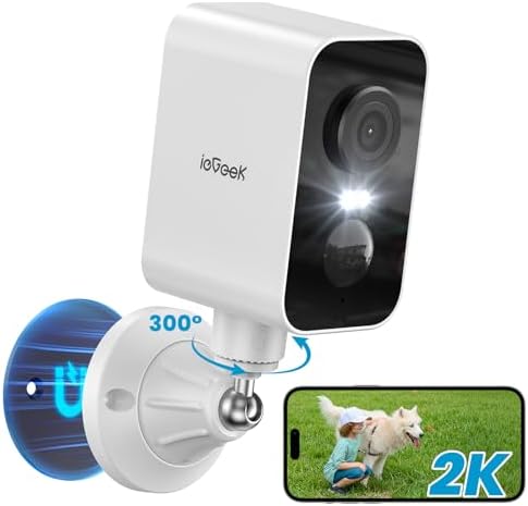 ieGeek 2K Überwachungskamera Aussen Akku – 300° Schwenk & Magnet-Montage | Einfache Installation, 2,4 GHz WLAN Kabellose, PIR-Bewegungserkennung, Farbige Nachtsicht, 2-Wege Audio,