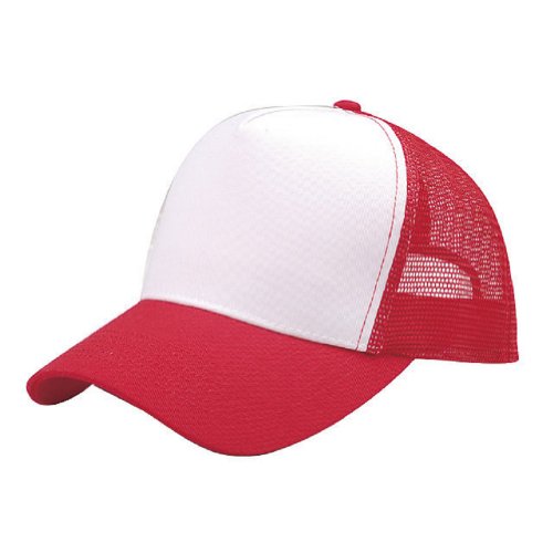 Adjustable Mesh Trucker Ball Cap Hat Two Tone Red and