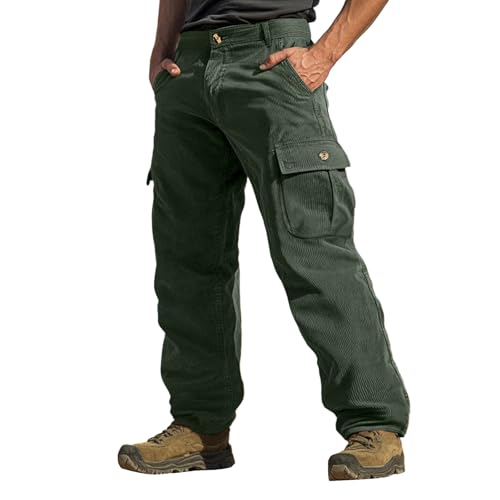 MOKBAY Ropa Pantalones Cargo Hombre Pantalón Ancho Verde Militar de Senderismo Pantalon Cargo con Bolsillos Pantalones Casual Senderismo Pantalon Montaña Hombre Verde Militar 3XL