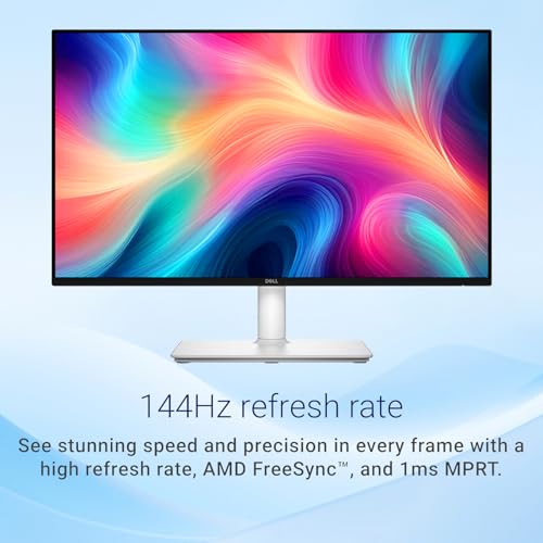 Image of Dell 24 inch Monitor, LED FHD - 144Hz Refresh Rate 1500:1 Contrast Ratio, AMD FreeSync - VESA, Integrated 2x3W Speaker, Height /Tilt /Pivot /Swivel Adjustability, 2 x HDMI, White