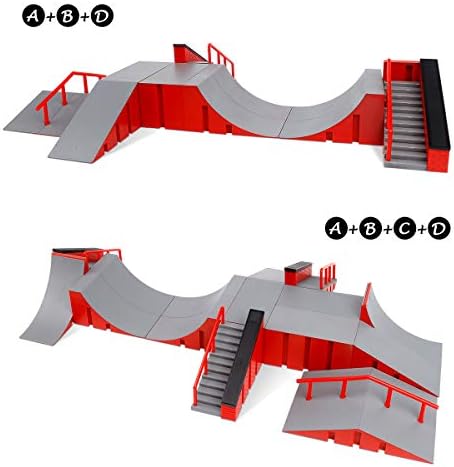 KETIEE Finger Skateboard Ramp Accessories Set, Fingerboard Skate Park Kit Ramp Finger Skateboards Training Props for Kids and Children (C)