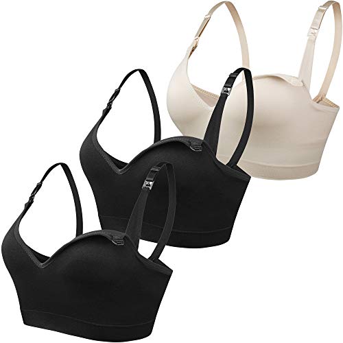 Image of COOSHCO Women's Sleeping Nursing Maternity Bra Push up Wirefree Breastfeeding Bra 3 Ro 4Pack