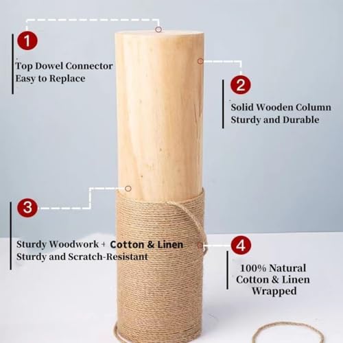 Torre para gatos ajustable de madera sólida 17x16x122 pulg miniatura 2