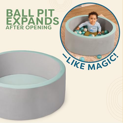 Image of B. toys Soft Foam Ball Pit with 100 Crush-Resistant Balls | Indoor foam ball pit with removable machine-washable cover, includes 1 pit and 100 crush-resistant balls, 12+ Months