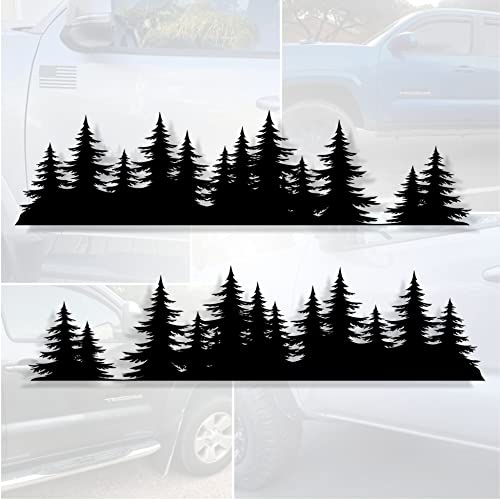Byzee Pine Trees Decal for Tacoma Doors | Vinyl Tree Forest Sticker Set for Truck Emblems | Vehicle Body Nature Graphics for Overlanding or Camper Van | Badge Overlays Fit 3nd Gen Taco (12.75 inch)
