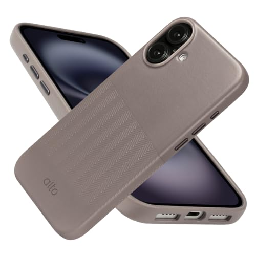 Étui de protection magnétique en cuir italien compatible avec iPhone 2024 6,7 Pouces MagSafe ciment