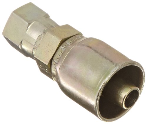 Image of Aeroquip 1GA5FJ6 Carbon Steel Global OTC (Over the Cover) Crimp Hose Fitting JIC 37 Degree Female Swivel, Straight, 3 /8 inch Hose ID, 5 /16 inch Tube Size