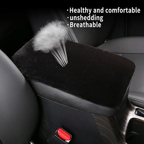 Jeseny Pack-1 Car Armrest Cover, 11.81" X 7.87" Plush Car Armrest Box, Universal Auto Center Armrest Box Cover, Car Armrest Seat Box Cover Decor Accessories (Black) #TOP3