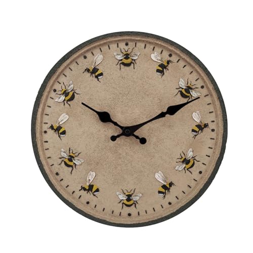 Horloge de salle de bain - Horloge murale silencieuse avec motif abeilles | Décoration suspendue avec batterie, écran de style vintage, visage imperméable pour cuisine, chambre, espace de cabane