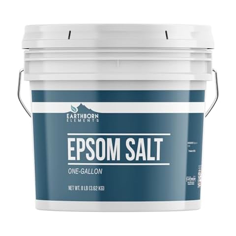 Earthborn Elements Epsom Salt (1 Gallon), Resealable Bucket, Magnesium Sulfate Soaking Solution, All-Natural Cover