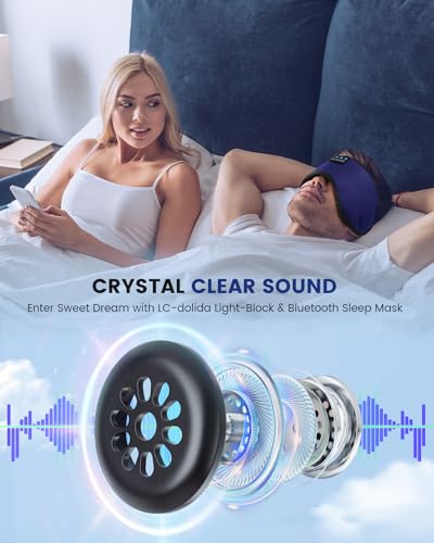 Image of LC-dolida Sleep Headphones, Sleep Mask Bluetooth Wireless Music Eye Mask, Sleeping Headphones for Side Sleepers Sleep Mask with Bluetooth Headphones Ultra-Thin Stereo Speakers Perfect for Sleeping