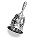 Hourwof Hand Bell,Metal Dinner Bell Decorative Wedding Bells Service Bell Call Bell Christmas Bell,Silver