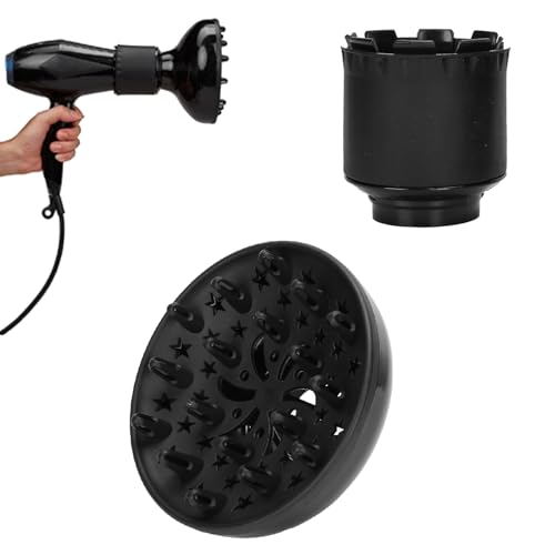 Universal Hair Diffuser, Professional Diffuser Hair Dryer Attachment for 2.75 inch Blow Dryer and Volumizing, Diffuser Attachment for Hair Dryer, Hair Diffuser for Curly and Wavy Hair (Black)