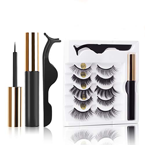 Preisvergleich Produktbild Magnetische Wimpern Magnetic Eyeliner 3D Künstliche Magnet Wimpern Wiederverwendbare Falsche Magnetic Eyelashes 3d Magnet Wimpern Set, Natural Look