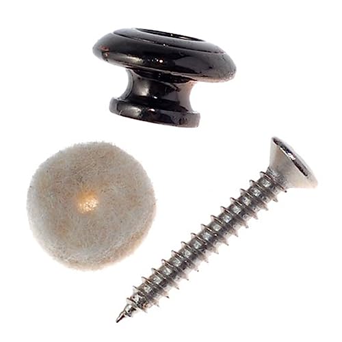 Milisten 2pcs Mushrooms Head Guitar Strap Buttons Black Electric Guitar Strap Locks with Screws and Felt Pads Durable Hard and Random Color