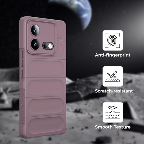 Image of A rtistque Liquid Silicone Stripes Back Cover Case for iQOO Neo 8 5G | with Camera Protection | with Inner Fabric | Anti Slip Grip | AirBag Case - Purple