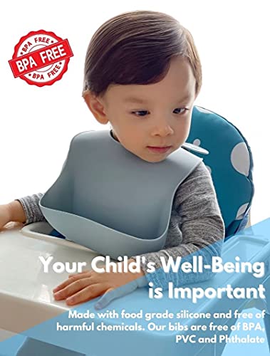 Silicone Baby bibs with Food Catcher – Girls, Boys, Infant and Toddlers Ages 6 to 36 Months2