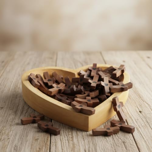 Image of Yookin Wooden Hand Held Crosses Bulk 40 Pack - Small Prayer Cross for Church, Sunday School, Baptism, Christian Religious Gifts, Ministry, Pocket Wooden Cross