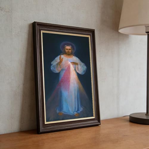 Poster Divine Mercy Kazimirowski - Impression sur toile avec cadre suspendu 20x30 cm