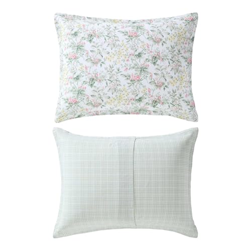 Image of Laura Ashley - Twin Comforter Set, Super Soft Cotton Bedding with Matching Sham, Botanical Design, Vintage Bed Essentials (Bramble Floral Pink, Twin)