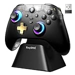 AKNES EasySMX D05 Wireless Gaming Controller with Charging Dock for PC/Switch/iOS/Android, Hall Joystick&Triggers, 2 Programmable Back Buttons, 1000Hz Polling Rate, Adjustable RGB Lighting - Black