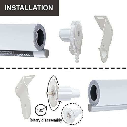Linkcoo 100% Blackout Roller Window Shades, Window Blinds With Thermal Insulated Waterproof Fabric, Corded Roll Pull Down Shades For Home And Office (White - Width 20", Max Drop Height 79") #TOP4