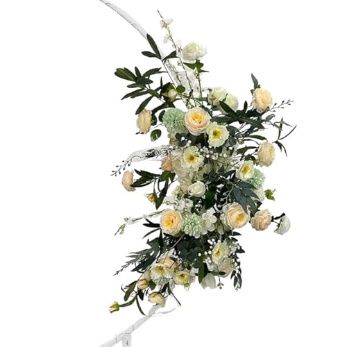 Wedding Flower Simulation Artificia Silk Flowers Round Pavilion Art Window Decoration Wedding Props T Stage Leaf Hanging(Champagne rose M)