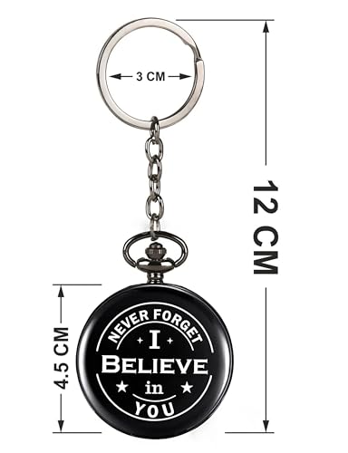 Image of Vintage Gandhi Style Pocket Watch with Engraved Designs & Messages Royal Black Analog for Men Women & Kids Includes Key Ring for car or Bike Keys Ideal Gift