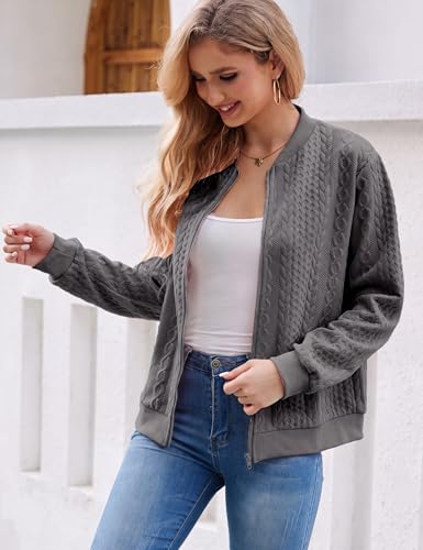 Image of Larmliss Women's Zip Up Cardigan Sweater Hoodies Long Sleeve Jacket Crewneck Casual Outerwear Spring Fall Trendy Coat Outfits
