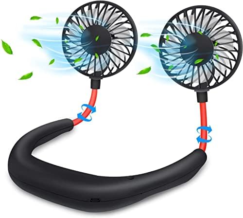 Portable Neck Fan comes with USB Rechargeable, Hands-Free Bladele...