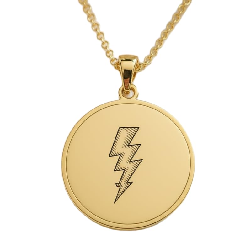 Collier éclair en argent 925 plaqué or fait main pour homme et femme