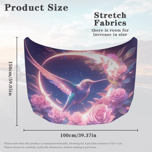 Image of Car Hood Cover,Decoration Print Stylish Car Hood Cover Protector Suitable Most Automotive Sedans Trucks Pickup Sports Cars,Car Accessories Hummingbird Flower Print