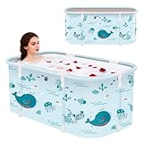 Banheira dobrável portátil, banheira de imersão dobrável para adultos, banheiras independentes, banheira de hidromassagem, banho de gelo, banheira de spa de banheiro familiar 120 x 50 x 55 cm (peixe)
