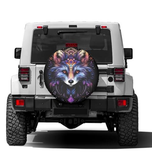 Image of Delerain Bohemian Mandala Fox Spare Tire Cover Wheel Protectors Sun Protector Waterproof for Trailer RV SUV Truck and Many Vehicle(16 Inch for Diameter 29 inch-31 inch)