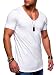 Produktbild behype. Herren Kurzarm Basic T-Shirt V-Neck Ausschnitt Oversize-Look 20-0002 Weiß M