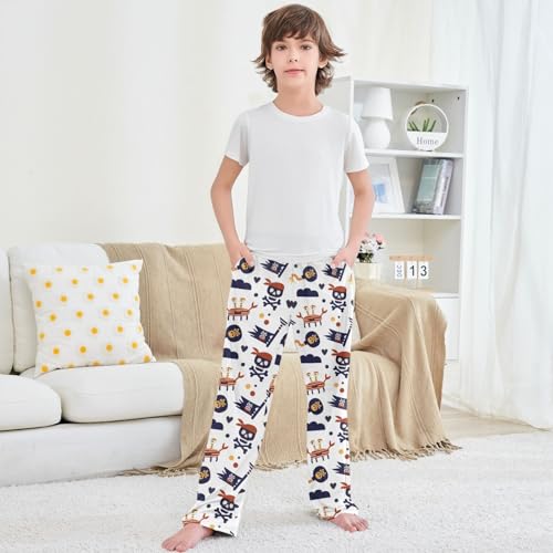 Boy's Pants Pirate Crab Skull Jogger Pants Elastic Waist Long Bottoms Trousers with Pockets 6-14 Years 5