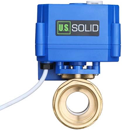U.S. Solid Zawór kulowy silnika z funkcją ręczną, mosiądz, 2-drożny DN25, elektryczny zawór strefowy, 9-24 V AC/DC, 2 przewody, automatyczny powrót NC
