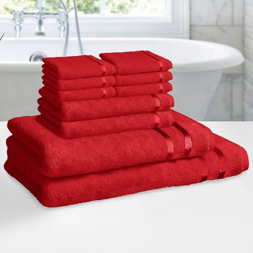 Image of Story@Home Cotton Towel Set of 10 | Hand Towel | Face Towel | Bath Towels | Wine Red | 100% Cotton Soft Towel | Bath Towels for Men, Women & Kids | 450 GSM | Gym Towel | Perfect for Everyday Use