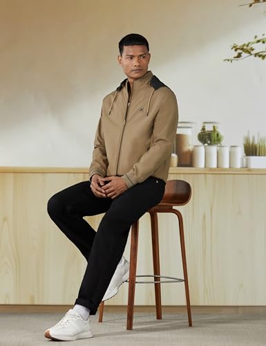 Image of Qube By Fort Collins Men's Polyester Standard Length Regular Fit Reversible Winter Jacket with Ribbed Cuffs & Hood - Warm, Stylish & Versatile