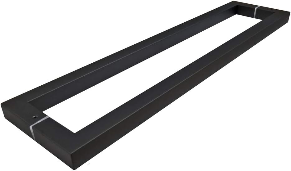 24" Modern & Contemporary 1" x 1" inch Square Shape, Back-to-Back, Stainless Steel Door Pull Handle, Interior/Exterior, Commercial/Residential - Matte Black Powder Finish