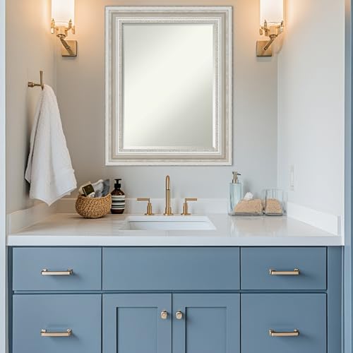Image of Amanti Art Framed Vanity Mirror | Bathroom Mirrors for Wall | Parlor Silver Mirror | Wall Mounted Mirror | Medium Mirror | 29.50 x 23.50