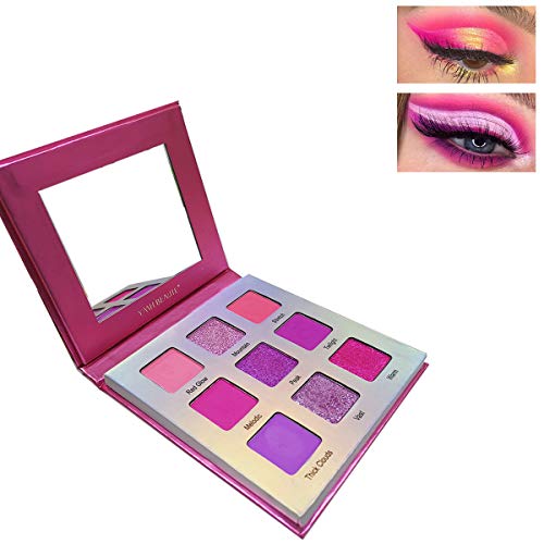 Ymh Beaute Highly Pigmented Eyeshadow Palette, 9 Color Bright Eye Makeup Palette Colorful Matte Eye Shadow Palettes Long Lasting Waterproof Cruelty-Free, Rainbow (Pink) #TOP1