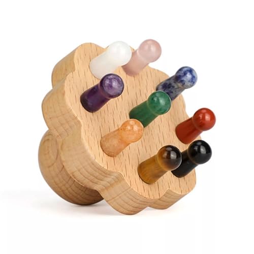 Sun&Sia Wooden Brush for Scalp Made of FSC Beech - 9 Massage Points Made of Natural Stone - Stimulates Blood Circulation - Invigorates the Scalp - Natural Hair Care with Lithotherapy